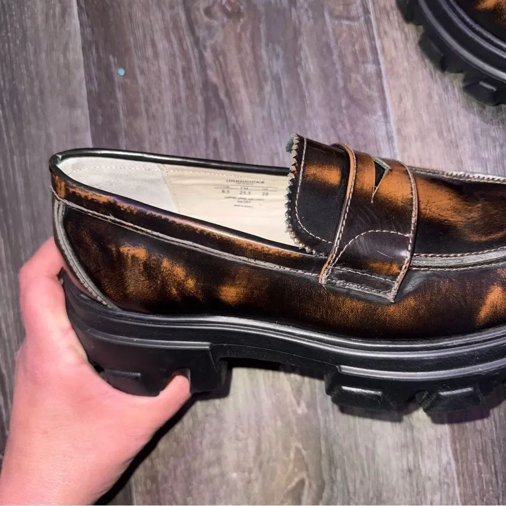 Women's Brown Leather penny Loafers Sz 8.5